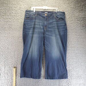 EVRI Jeans Womens 18W Blue Wide Leg Stretch Denim Mid Rise Cropped Capri